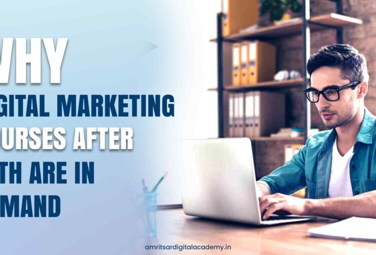 Student learning digital marketing course in Delhi after 12th on laptop